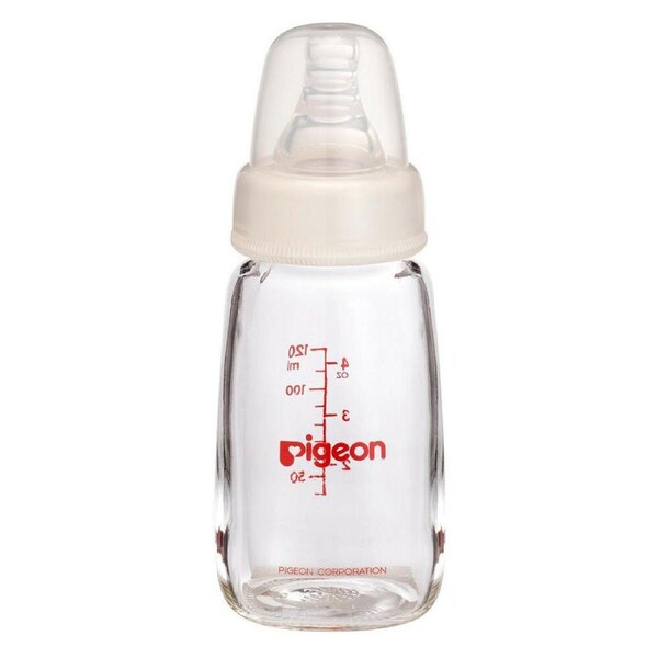 Pigeon Slim Neck Peristaltic 120mL Glass Feeding Bottle for Newborn Baby/Infant