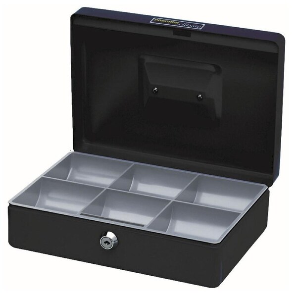 Esselte Portable Sturdy Metal Cash/Money Box No.10 Organiser/Coins w/ Key Black