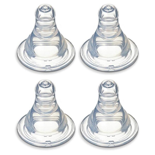 4PK Pigeon Peristaltic Slim Neck Soft Silicone Teat S 0-3m f/ Baby/Infant Bottle