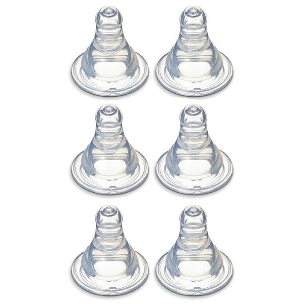 6PK Pigeon Peristaltic Slim Neck Soft Silicone M Teat 4m+ for Baby/Infant Bottle