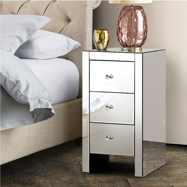 1 X 3 Drawers Artiss Bedside Table Glass