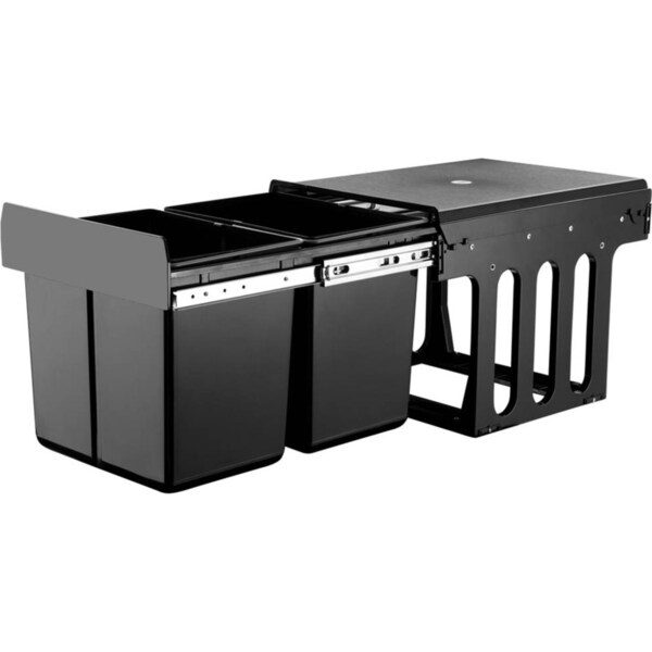Cefito Pull Out Bin Kitchen Double Basket 2X15L Black