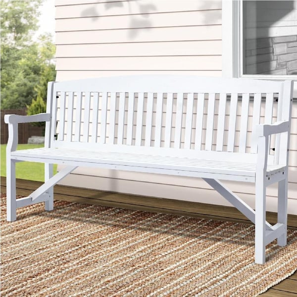 5FT Gardeon Outdoor Garden Bench Wooden 3 Seat Chair Patio Furniture White