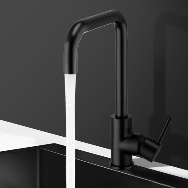 ACA Kitchen Taps Mixer Tap Round Black Plated Swivel Spout Brass Laundry Sink Basin Faucet