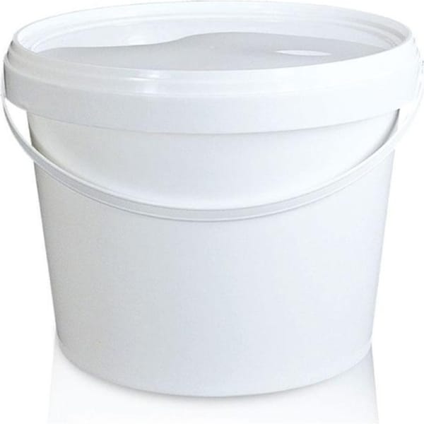 Bulk 10x 2L Plastic Buckets + Lids - Empty White With Handle - Small Food Pail