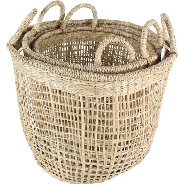 Basko Sea Grass Basket Open Weave Set of 3