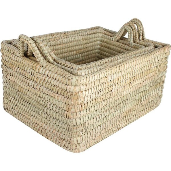 Macquarie Palm Leaf Trays with Handles Set of 4