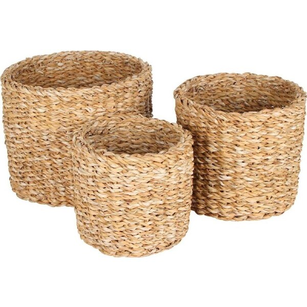 Sushine Sea Grass Round Mini Cylinder Basket Set of 3