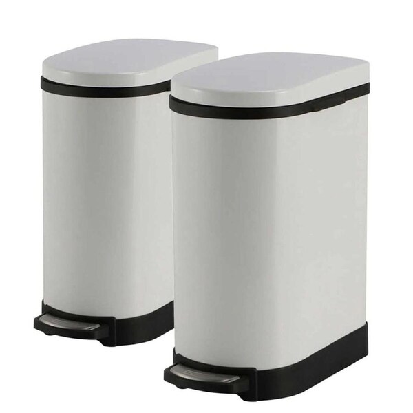 SOGA 2X Foot Pedal Stainless Steel U Shape Trash Bin White 10L