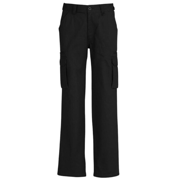 Mens CARGO PANTS Work Wear Trousers 100% COTTON Tradie Pockets Military 310gsm Black / 127"