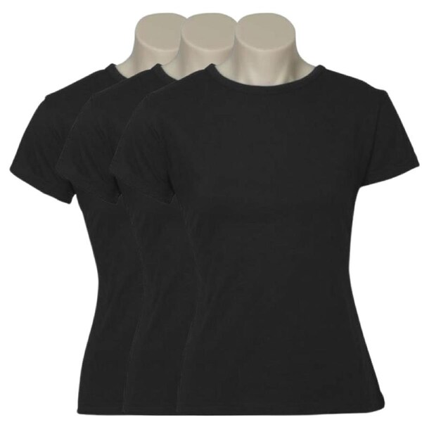 3x Womens Plain Ladies T SHIRT 100% COTTON Basic Tee Casual Top Size 6-24 BULK Yellow / 8