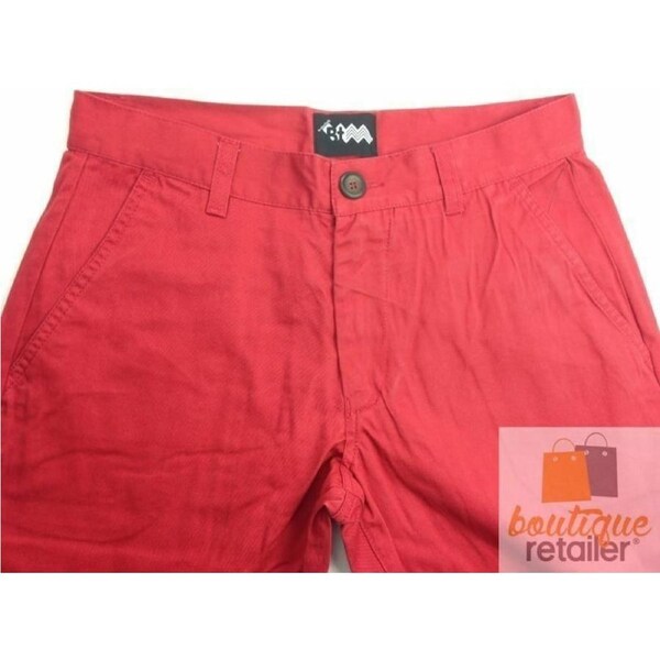 MENS SKINNY CHINOS 100% COTTON Pants Trousers Designer Straight Leg Slim Red / 34"