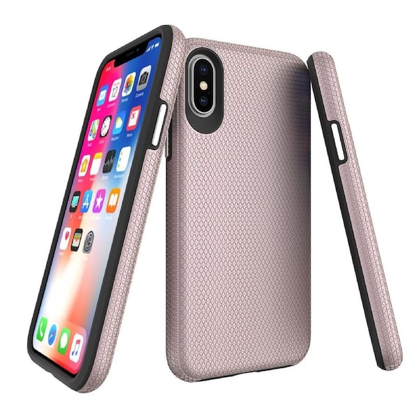 For iPhone XS & X Case, Armor Rose Gold Slim Shockproof Protective Phone Cover