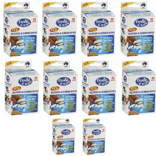 Crystal Wipes Glasses & Screen Wipes Soft Microfibre Lens Cleaner Cloth Watch - 120 Pack
