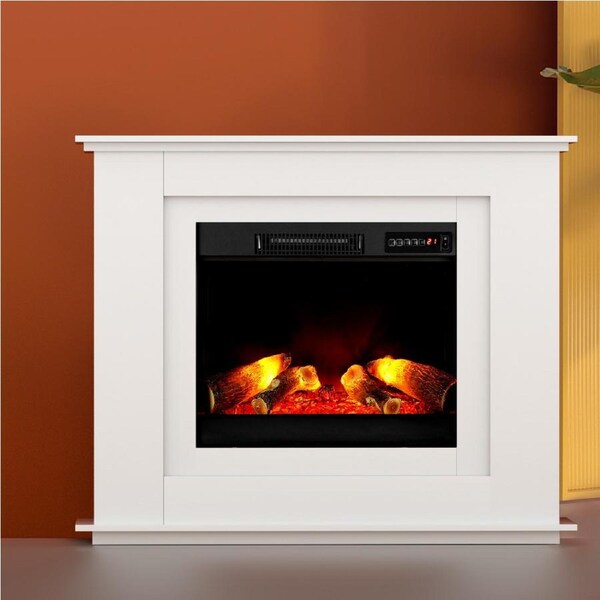 2000W Devanti Electric Fireplace Fire Heater White Mantel Suite