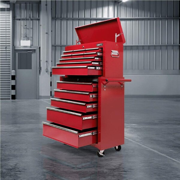 Giantz 14 Drawers Tool Chest Trolley Toolbox Storage Red