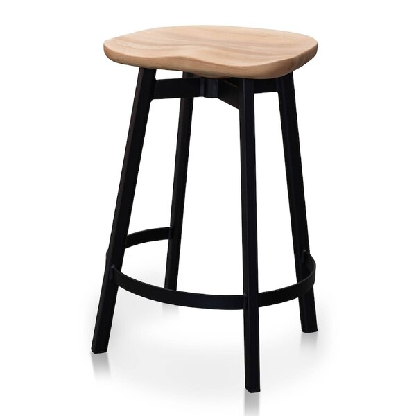 Lewis 65cm Bar Stool - Matt Black and Natural
