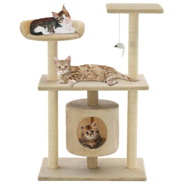 Cat Tree with Sisal Scratching Posts 95 cm Beige vidaXL