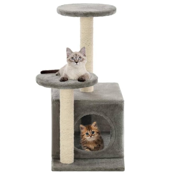 Cat Tree with Sisal Scratching Posts 60 cm Grey vidaXL