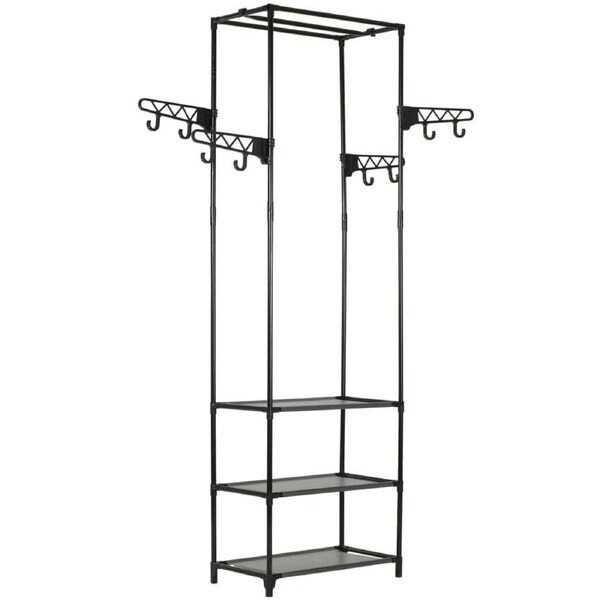 Clothes Rack Steel and Non-woven Fabric 55x28.5x175 cm Black vidaXL