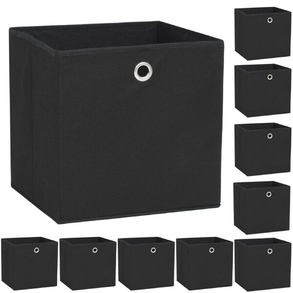 Storage Boxes 10 pcs Non-woven Fabric 32x32x32 cm Black vidaXL