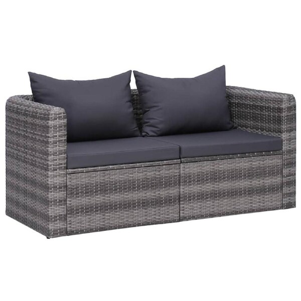 Garden Corner Sofas 2 pcs Grey Poly Rattan vidaXL