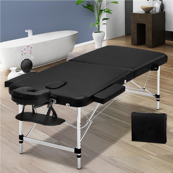 2 Fold Zenses Massage Table Beauty Bed 70cm Portable Black