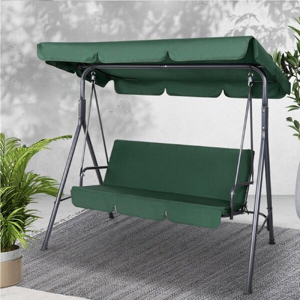 Gardeon Outdoor Swing Chair Garden Bench Furniture Canopy 3 Seater Green