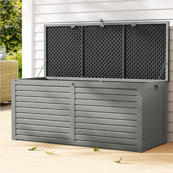 490L Gardeon Outdoor Storage Box Container Lockable Cabinet Garden Bench Tools Toy Shed Black