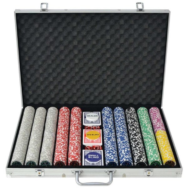 Poker Set with 1000 Laser Chips Aluminium vidaXL