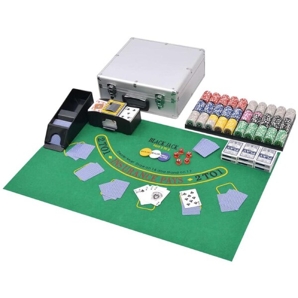 Combine Poker/Blackjack Set with 600 Laser Chips Aluminium vidaXL