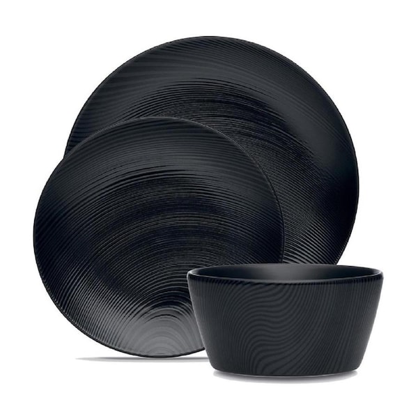 Noritake Black on Black Dune 12 Piece Dinner Setting for 4