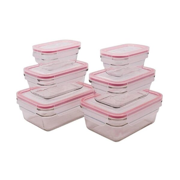 Glasslock 6 Piece Rectangular Ovensafe Food Container Set 60X40X17cm