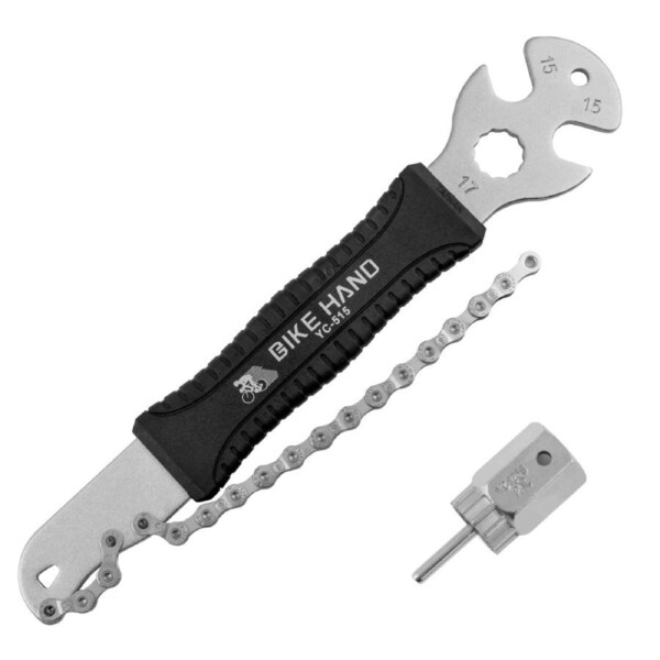 BIKEHAND 2 in 1 Bicycle Cassette Removal Installation Tool Kit with 15mm Pedal Wrench - Chain Whip and Lockring Tool - Compatible with Shimano Sram HG