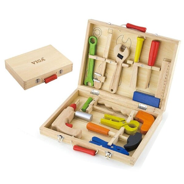 Viga Wooden Pretend Toys - 10 Piece Set Tool Box