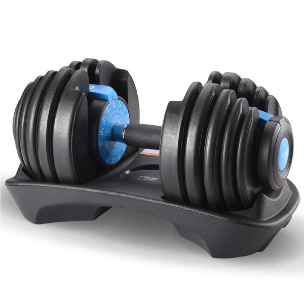 Powertrain 24kg Adjustable Dumbbell Home Gym Exercise Equipment Weights Fitness Blue