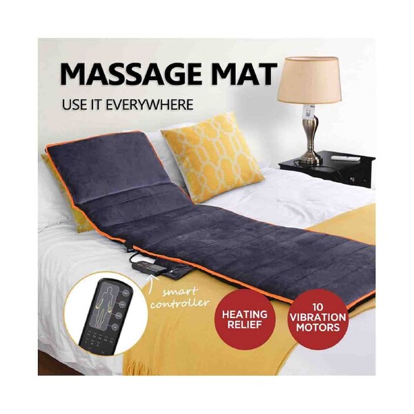 Costway 10 Motor Vibration Massage Mat Full Body Back Massage Pad Heat Relief Cushion