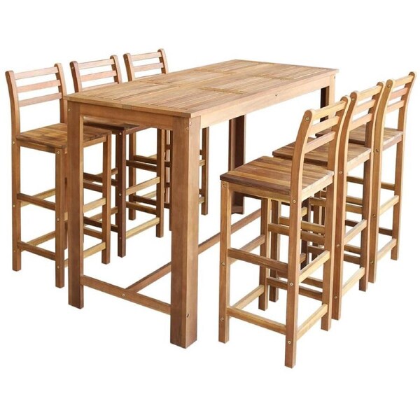 Bar Table and Chair Set 7 Pieces Solid Acacia Wood vidaXL