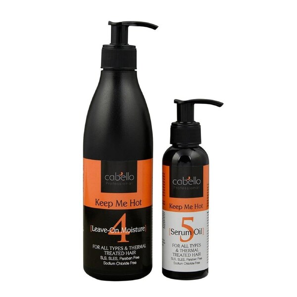 2 x Cabello Leave-On Moisture + Serum Oil Keep Me Hot / 400mL + 120mL