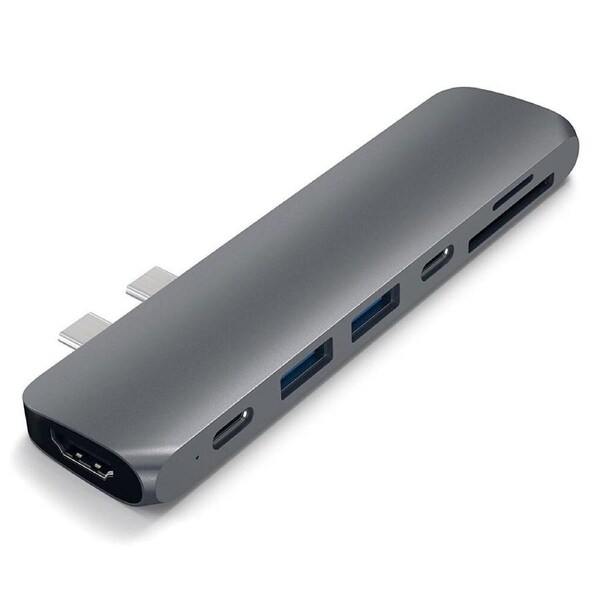 Satechi USB-C Male Type Pro Hub/Ports w/ Thunderbolt 3/4K HDMI Slots Space Grey