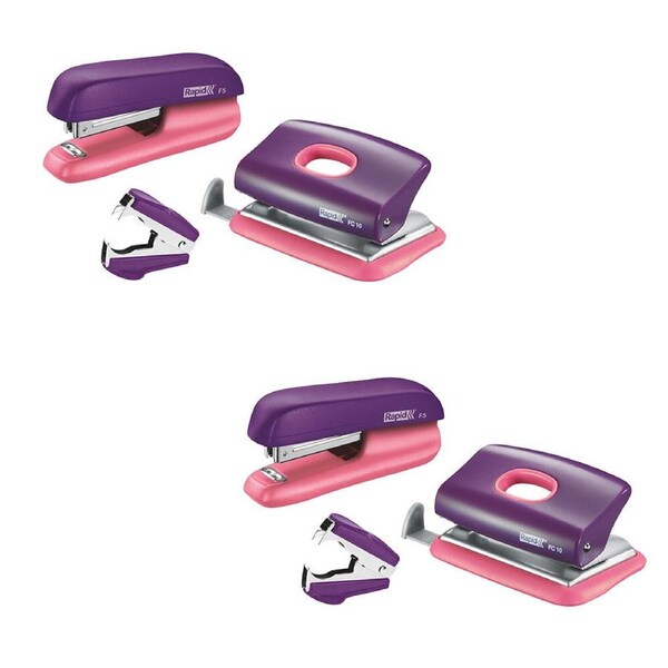 2PK Rapid F5 Home/Office Mini Set w/Stapler/Staple/Staple Remover/Punch Hole PPL