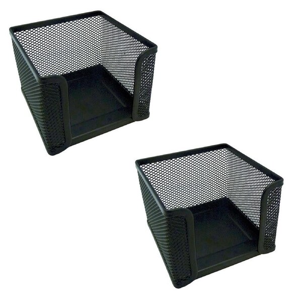 2PK Esselte Home/Work Mesh Memo/Notes Cube Holder Stationery Desk Organiser BK