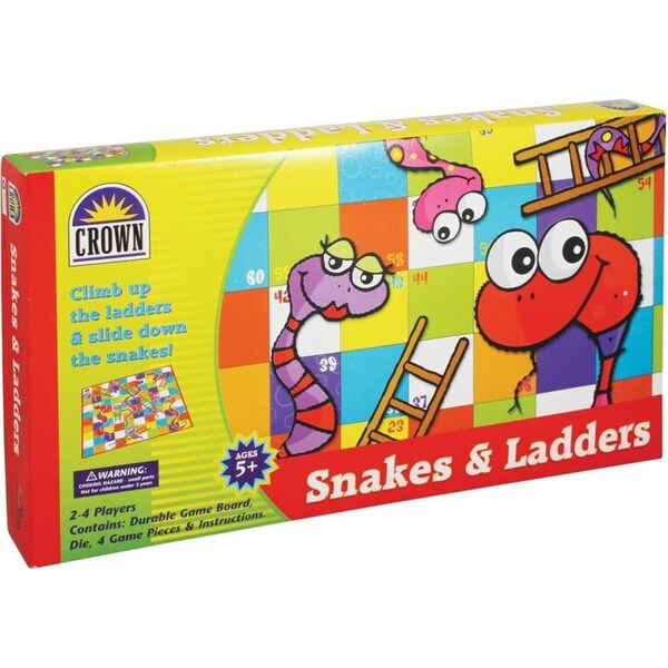 Crown Snakes & Ladders Board Family Fun/Traditional Game Kids/Child 5y+ Toy Set