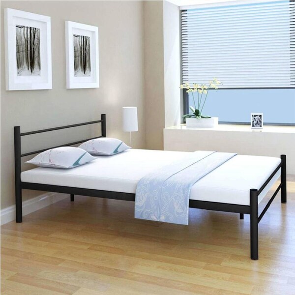 Bed Frame without Mattress Black Metal Double Size vidaXL