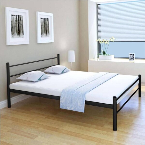 Bed Frame without Mattress Black Metal Queen Size vidaXL