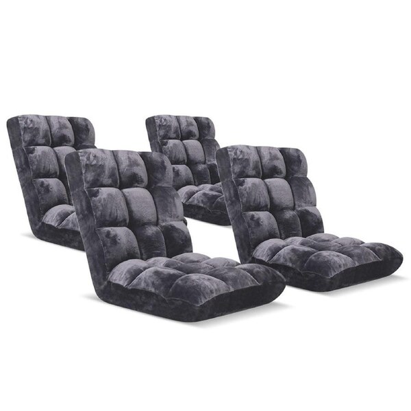 SOGA 4X Floor Recliner Folding Lounge Sofa Futon Couch Folding Chair Cushion Grey