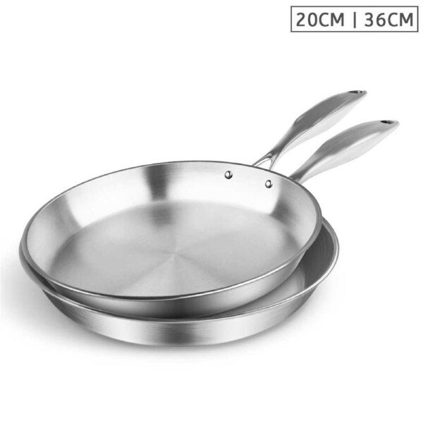 SOGA Stainless Steel Fry Pan 20cm 36cm Frying Pan Top Grade Induction Cooking