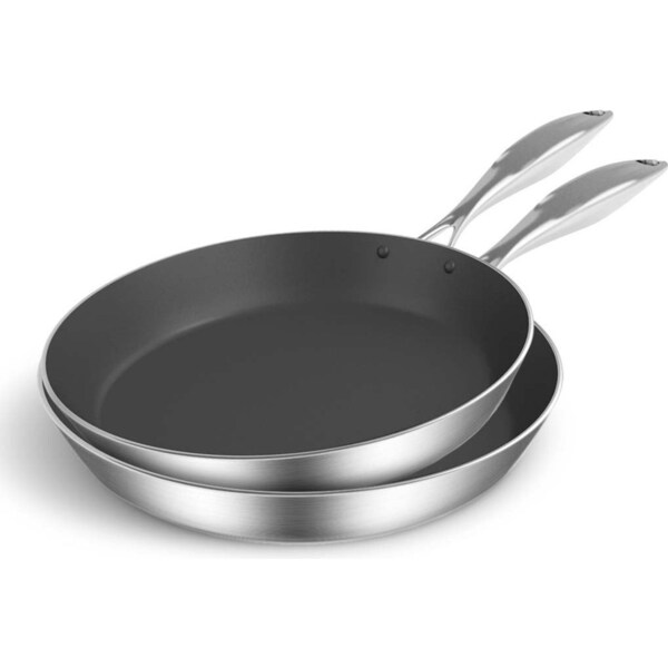 SOGA Stainless Steel Fry Pan 24cm 30cm Frying Pan Induction Non Stick Interior