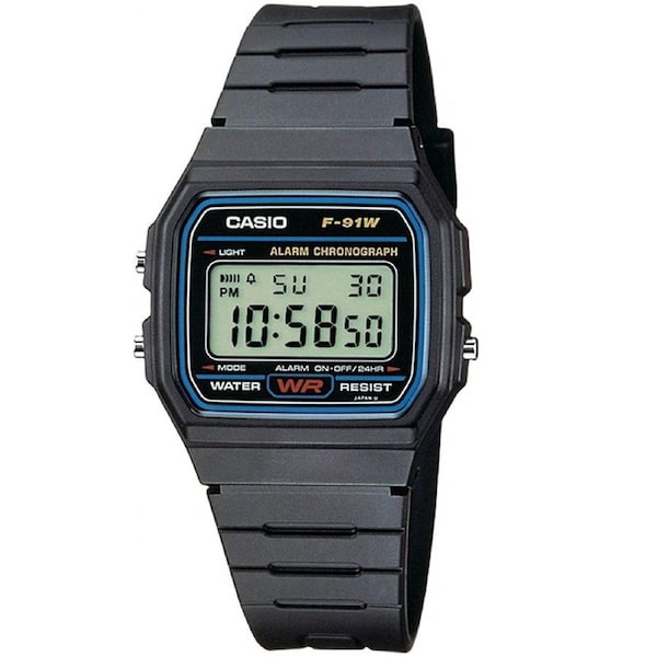 Casio F-91W-1 Black Resin Classic Digital Alarm Stopwatch Unisex Watch