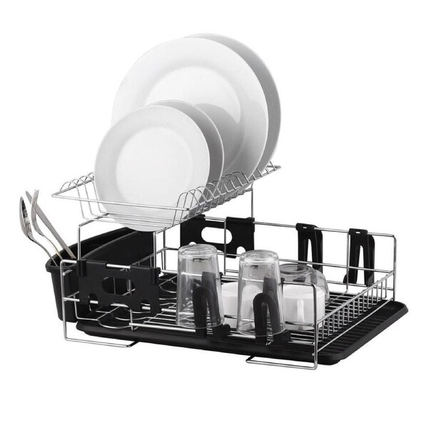 D.Line Stainless Steel 2 Tier Dish Rack With Draining Board